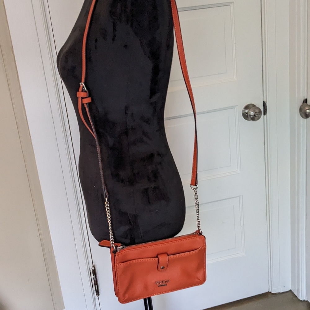 Orange over the shoulder guess purse